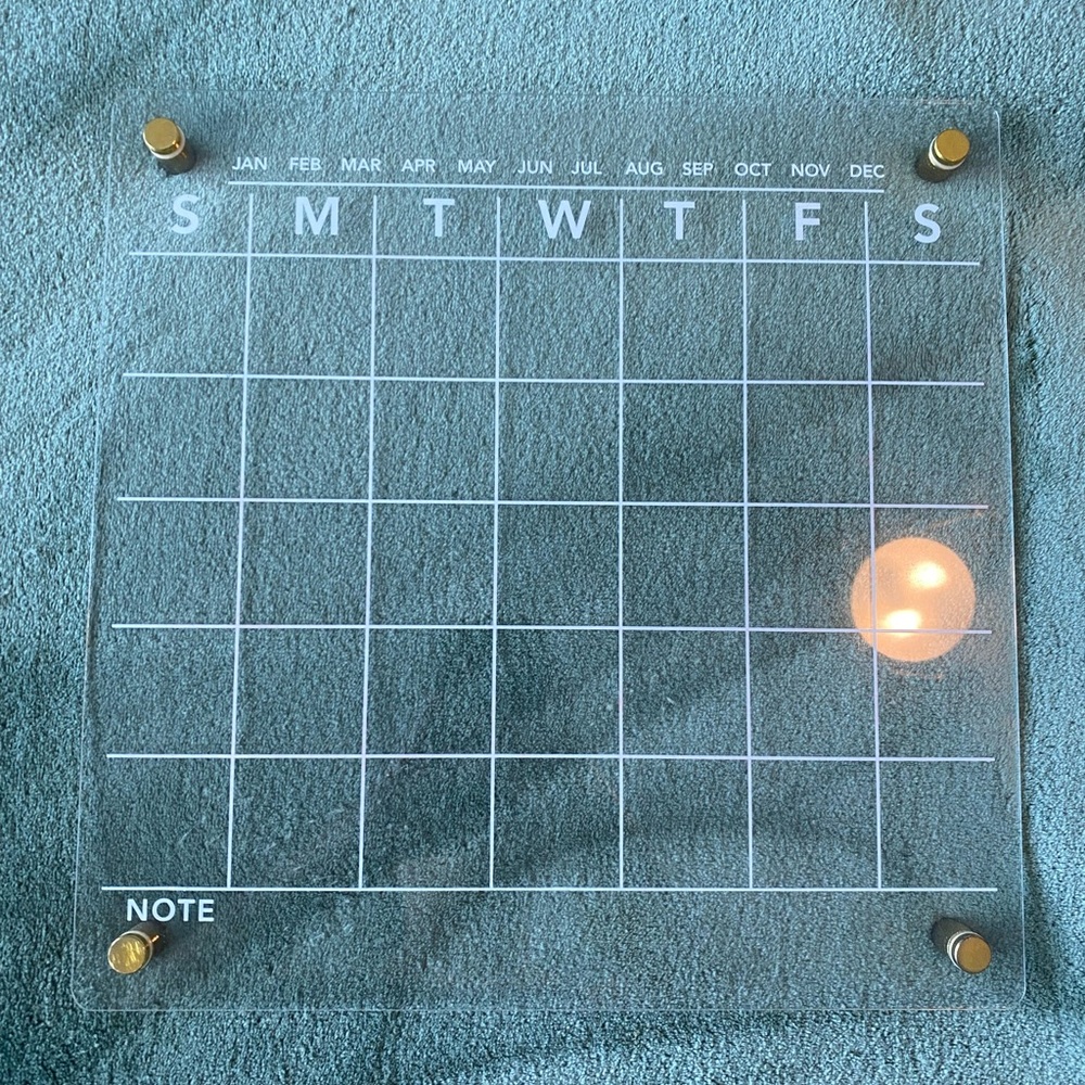 12x12 Acrylic Calendar for Wall - Dry Erase Note Board - Plexiglass